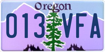 OR license plate 013VFA