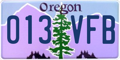 OR license plate 013VFB