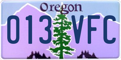 OR license plate 013VFC