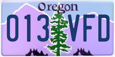 OR license plate 013VFD