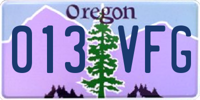 OR license plate 013VFG