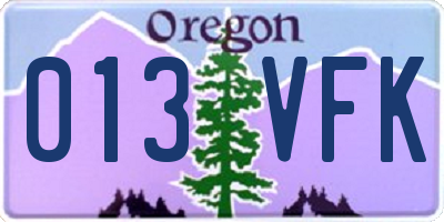 OR license plate 013VFK
