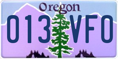 OR license plate 013VFO