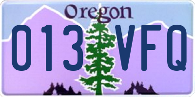 OR license plate 013VFQ