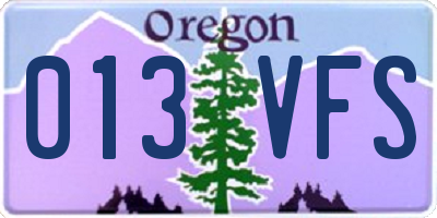 OR license plate 013VFS