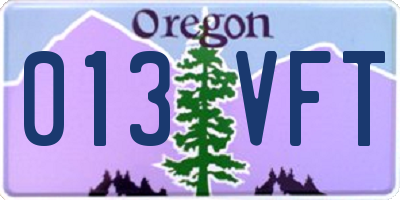OR license plate 013VFT