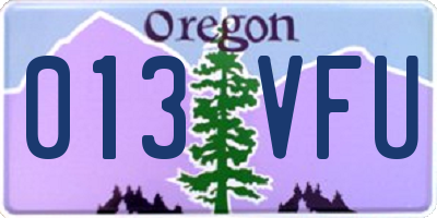 OR license plate 013VFU