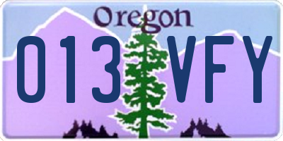 OR license plate 013VFY