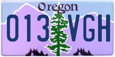 OR license plate 013VGH
