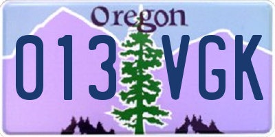 OR license plate 013VGK