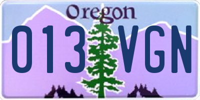 OR license plate 013VGN
