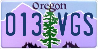 OR license plate 013VGS