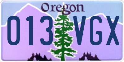 OR license plate 013VGX
