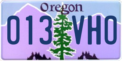 OR license plate 013VHO