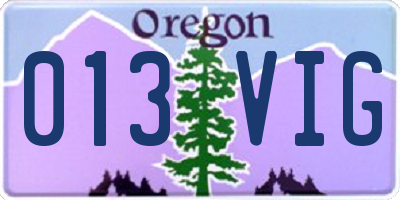 OR license plate 013VIG