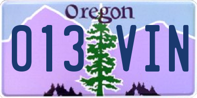 OR license plate 013VIN