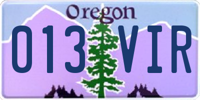 OR license plate 013VIR