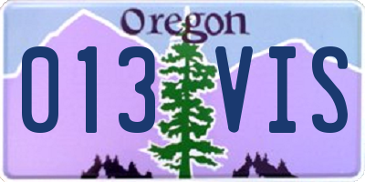 OR license plate 013VIS