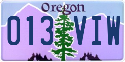 OR license plate 013VIW
