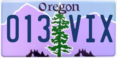 OR license plate 013VIX