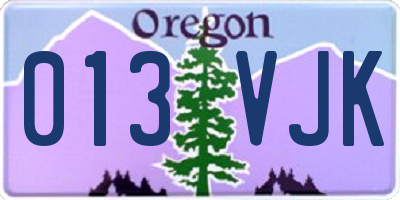 OR license plate 013VJK