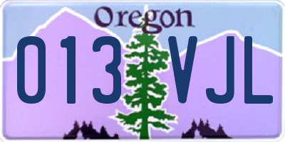 OR license plate 013VJL