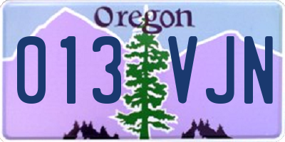 OR license plate 013VJN
