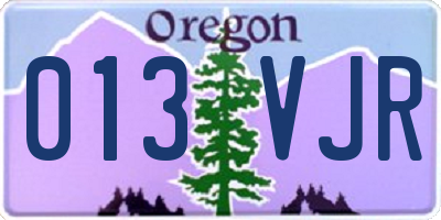 OR license plate 013VJR