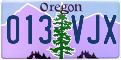OR license plate 013VJX