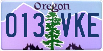OR license plate 013VKE