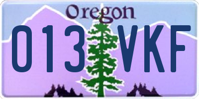 OR license plate 013VKF