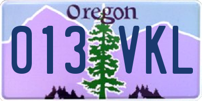 OR license plate 013VKL