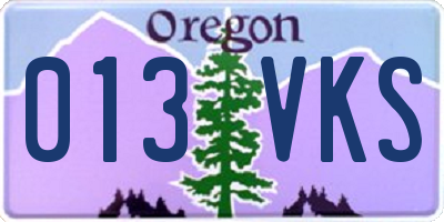 OR license plate 013VKS
