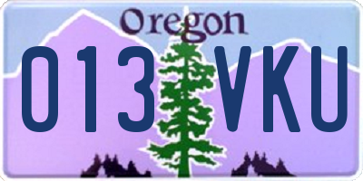 OR license plate 013VKU