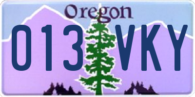 OR license plate 013VKY