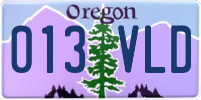 OR license plate 013VLD
