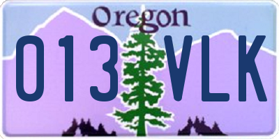OR license plate 013VLK
