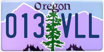 OR license plate 013VLL