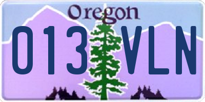 OR license plate 013VLN