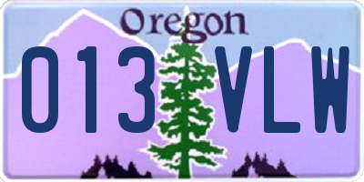 OR license plate 013VLW