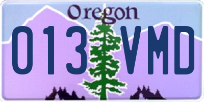 OR license plate 013VMD