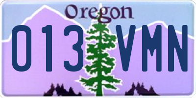 OR license plate 013VMN