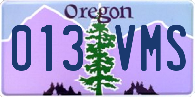 OR license plate 013VMS
