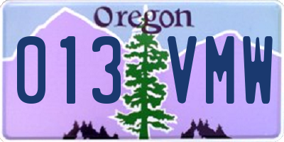 OR license plate 013VMW