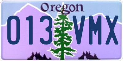 OR license plate 013VMX
