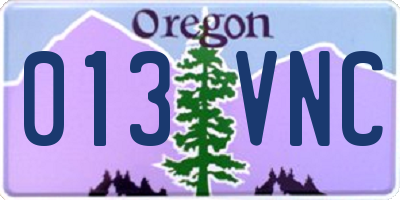 OR license plate 013VNC