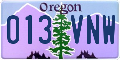 OR license plate 013VNW