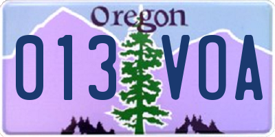 OR license plate 013VOA