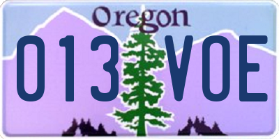 OR license plate 013VOE
