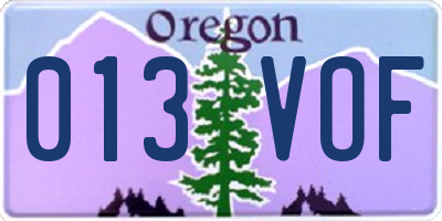OR license plate 013VOF